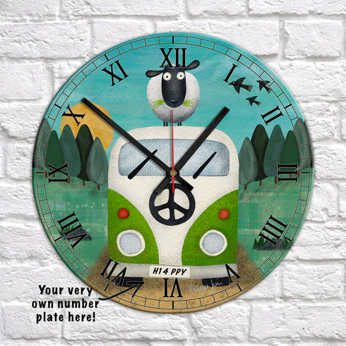 Boozys Campervan Holiday Green - Camper Art Clock